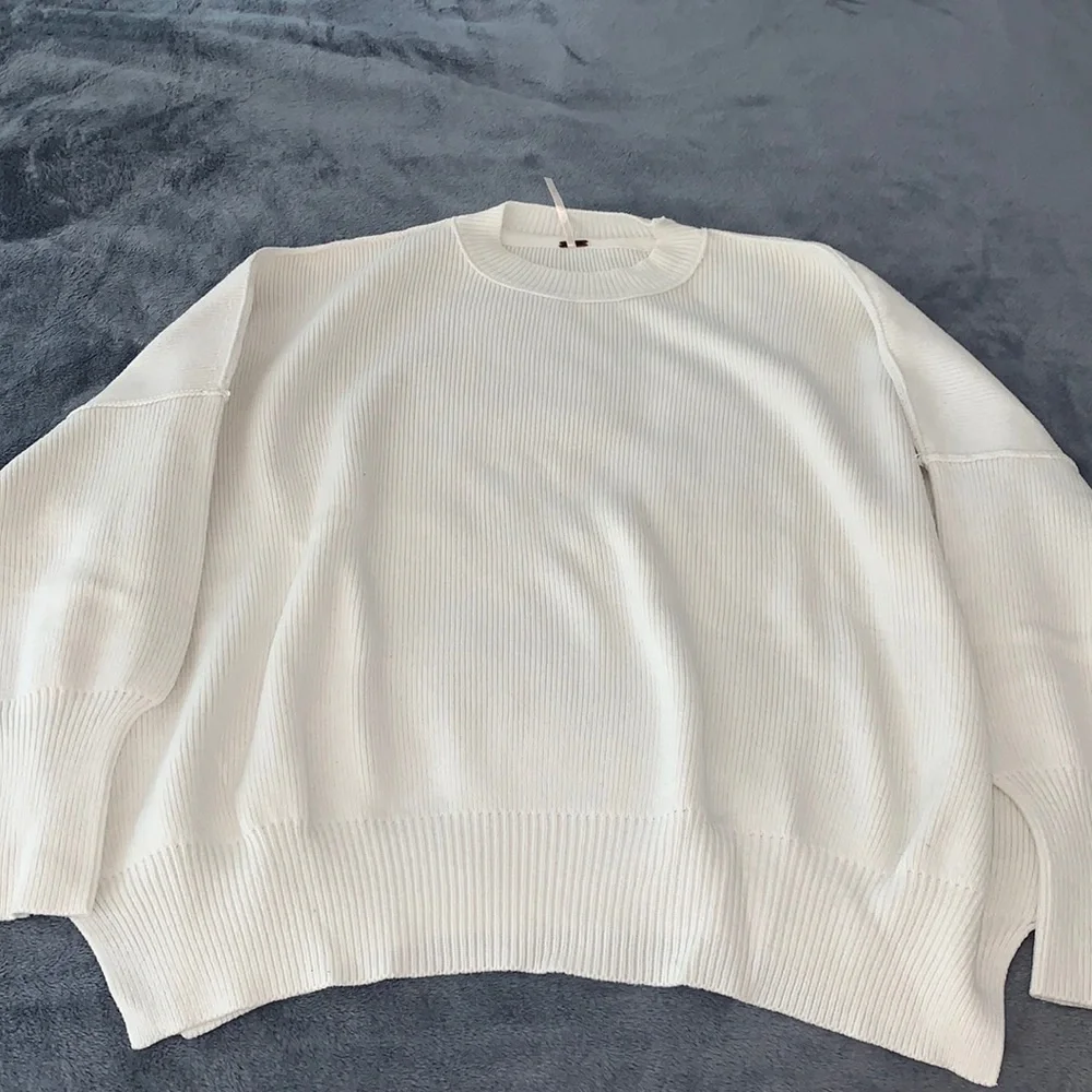 Free People Cozy Oversized Crewneck Sweater in White